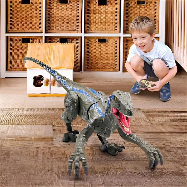 Walking Velociraptor Dinosaur Toy with Remote Control and Sound Effects