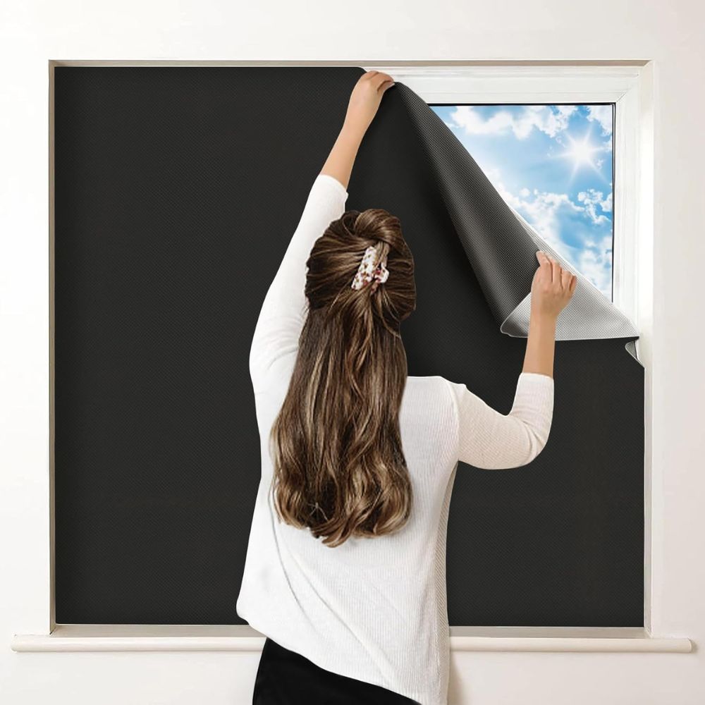Static Cling Blackout Window Shade with 100% Light Blocking and Heat Reduction