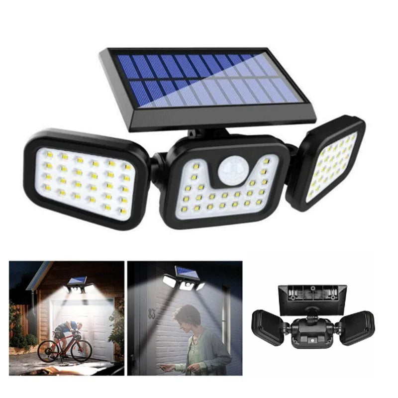 Solar Motion Sensor Light with 74 LED Bulbs and Adjustable Head, IP65 Waterproof