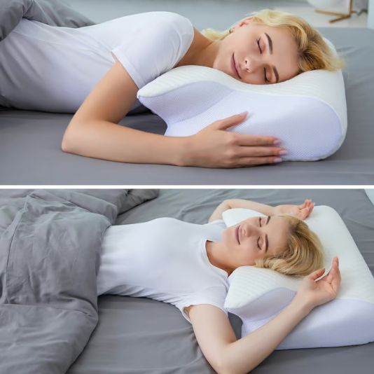 Memory Foam Cervical Pillow with Contoured Support and Breathable Cover, Multi-Position Design