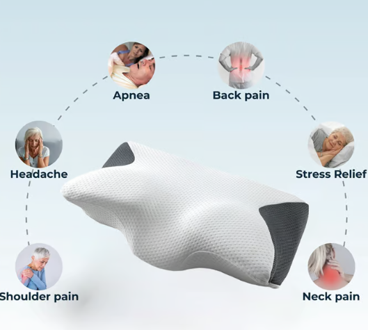 Memory Foam Cervical Pillow with Contoured Support and Breathable Cover, Multi-Position Design