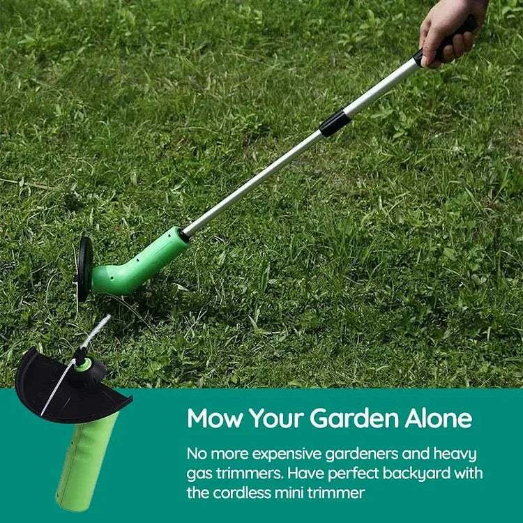 Cordless Grass Cutter with Adjustable Extension Pole and Debris Shield