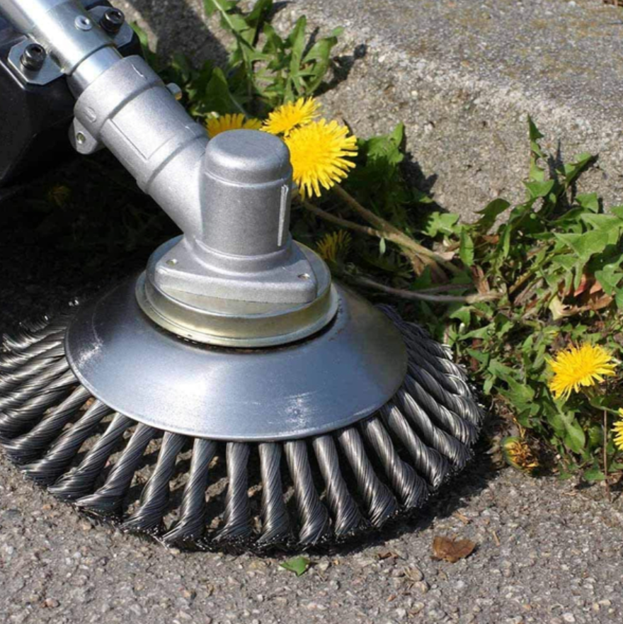 Steel Weed Trimmer Brush with 360-Degree Wire Design and Universal Attachment