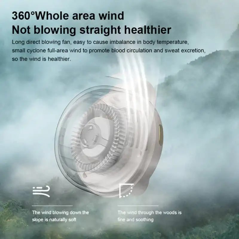 Wearable Clip Fan with Bladeless Design and 23-Hour Battery Life
