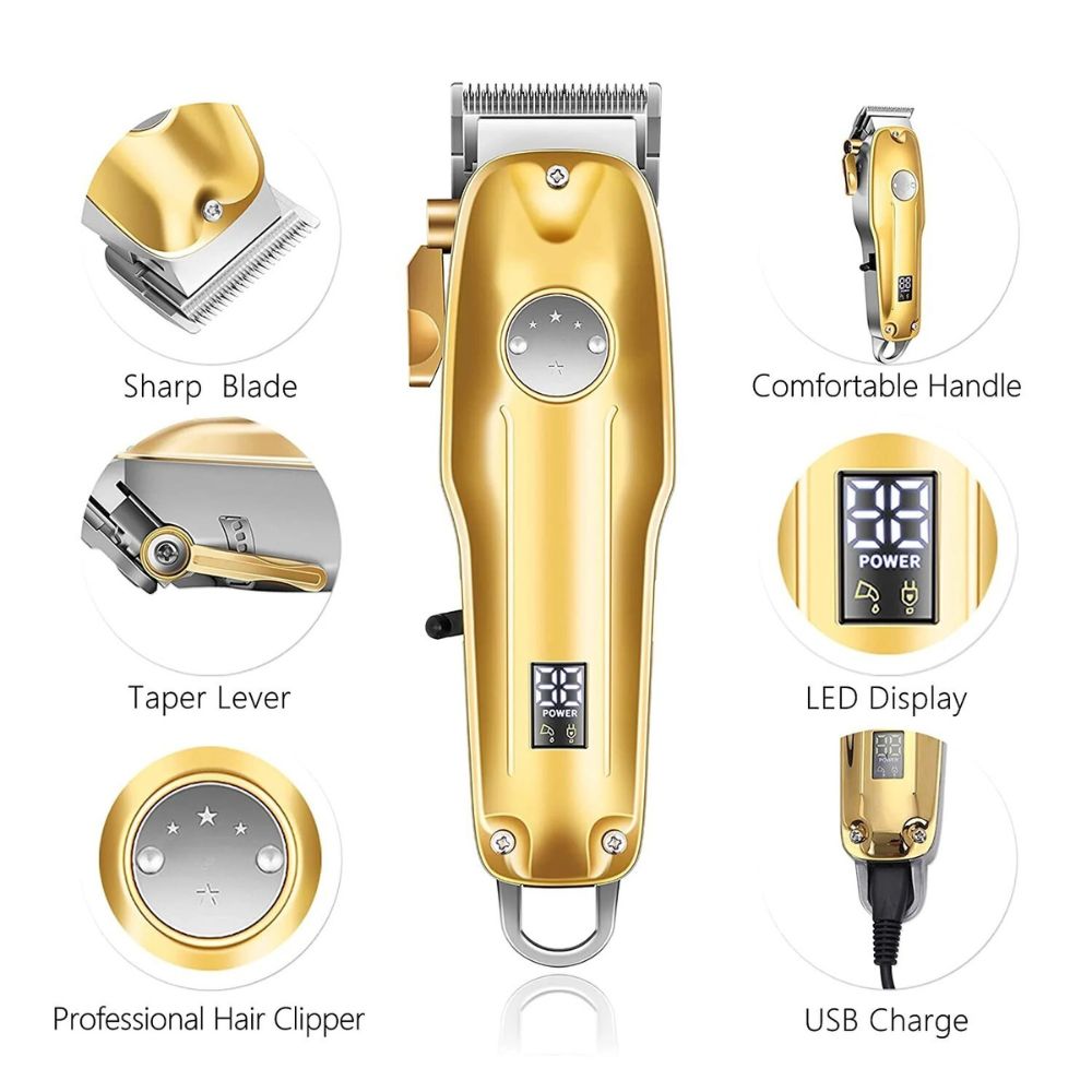 Cordless Hair Clipper Set with Ceramic Blades and Precision Trimmer, Foil Shaver