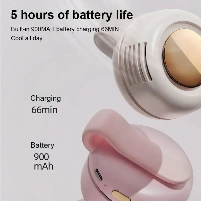 Wearable Clip Fan with Bladeless Design and 23-Hour Battery Life