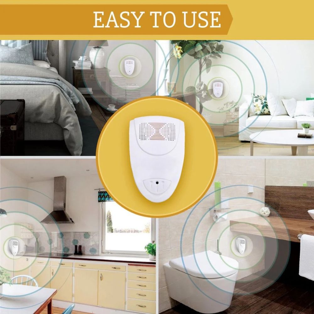 Ultrasonic Pest Repellent with 20-65kHz Frequency and 800 Square Feet Coverage