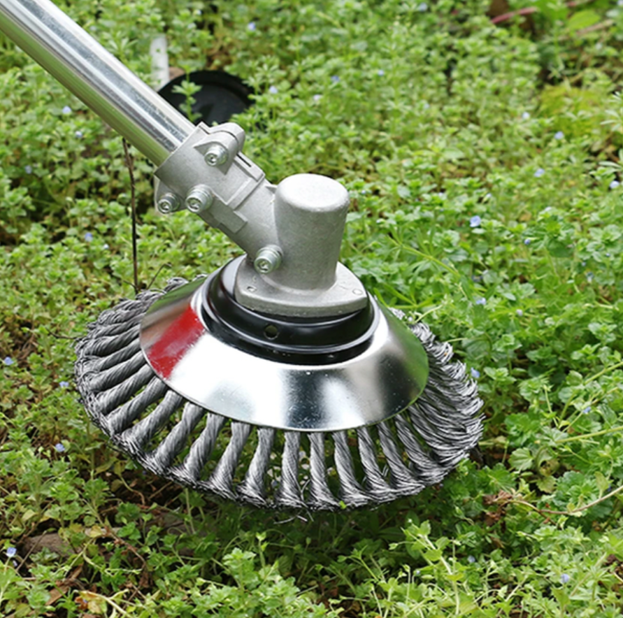 Steel Weed Trimmer Brush with 360-Degree Wire Design and Universal Attachment