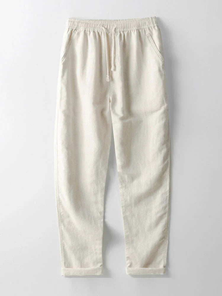 Lightweight Linen Set with Short Sleeve Shirt and Tailored Pants for Summer