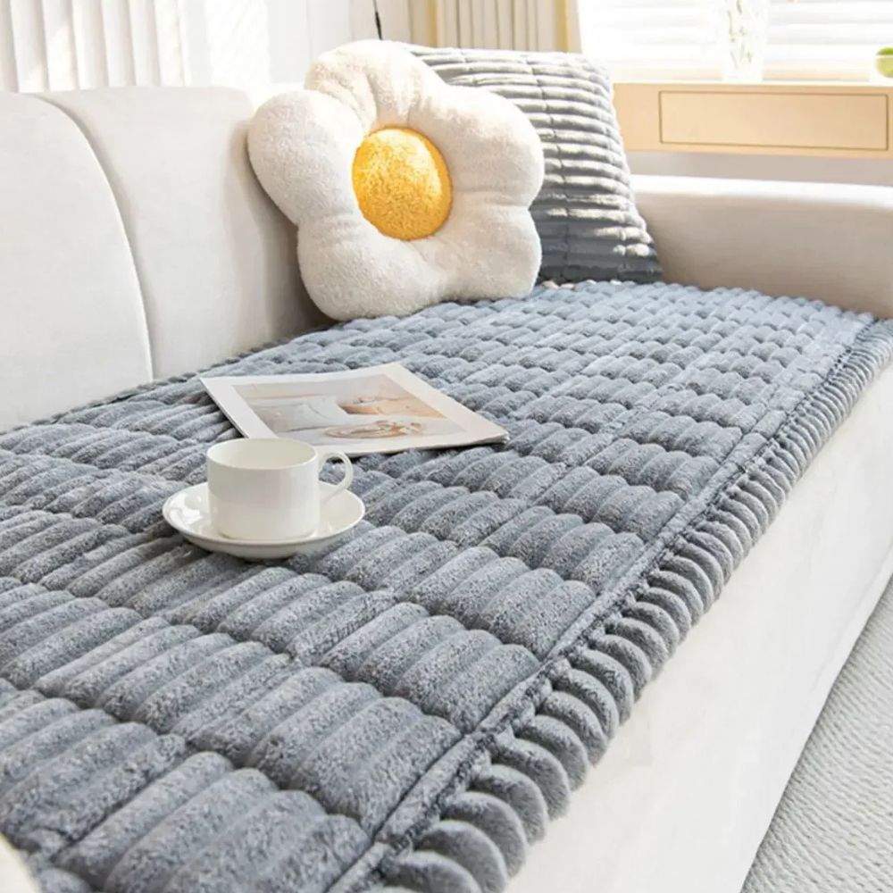 Striped Polyester Sofa Cover with Anti Slip Backing and Machine Washable Care