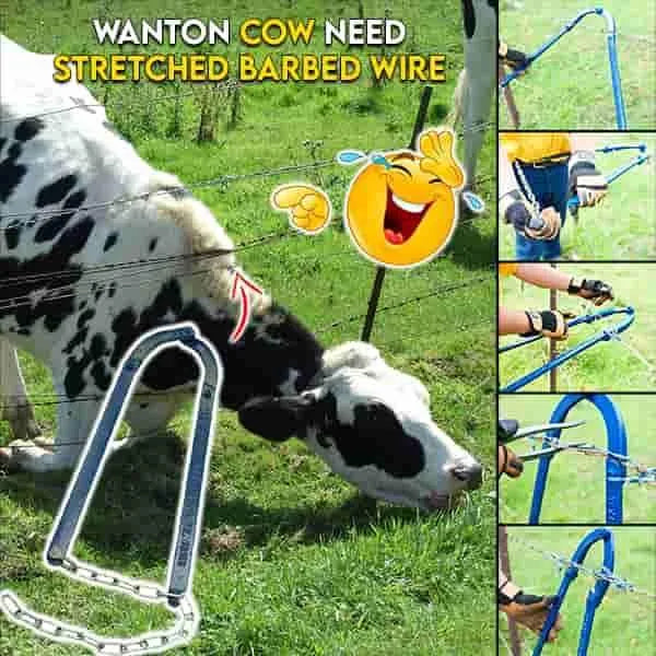 Fence Wire Strainer Tool with Dual Clamps and Lever Tensioning