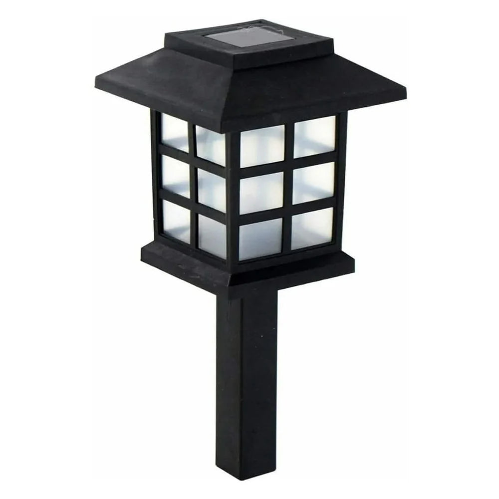 ZenGlow Solar Lantern Path Lights 11" Black Grid Design 6-Pack, Outdoor Garden Lighting