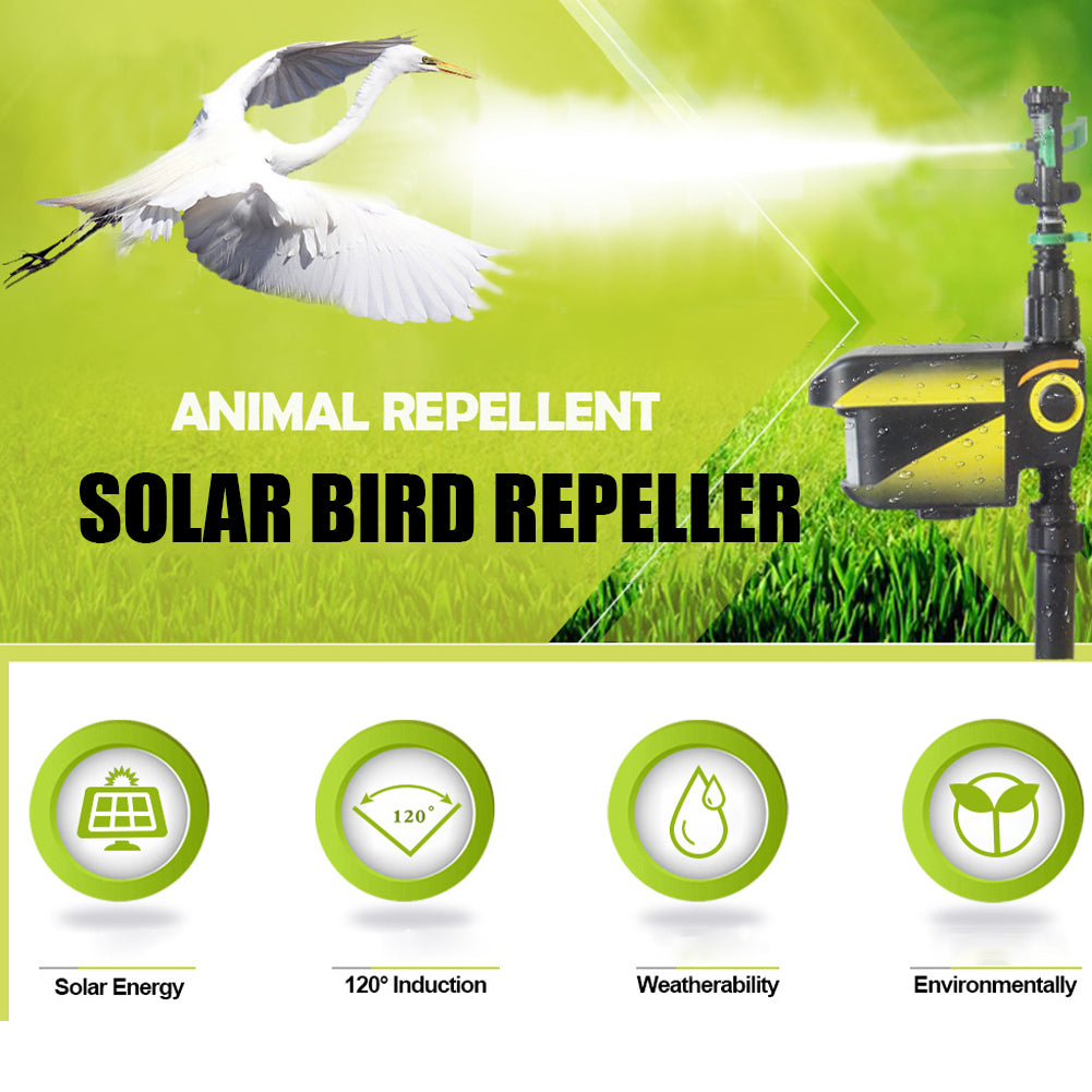 Solar Motion Activated Garden Sprinkler with 300 Degree Coverage and Adjustable Sensitivity