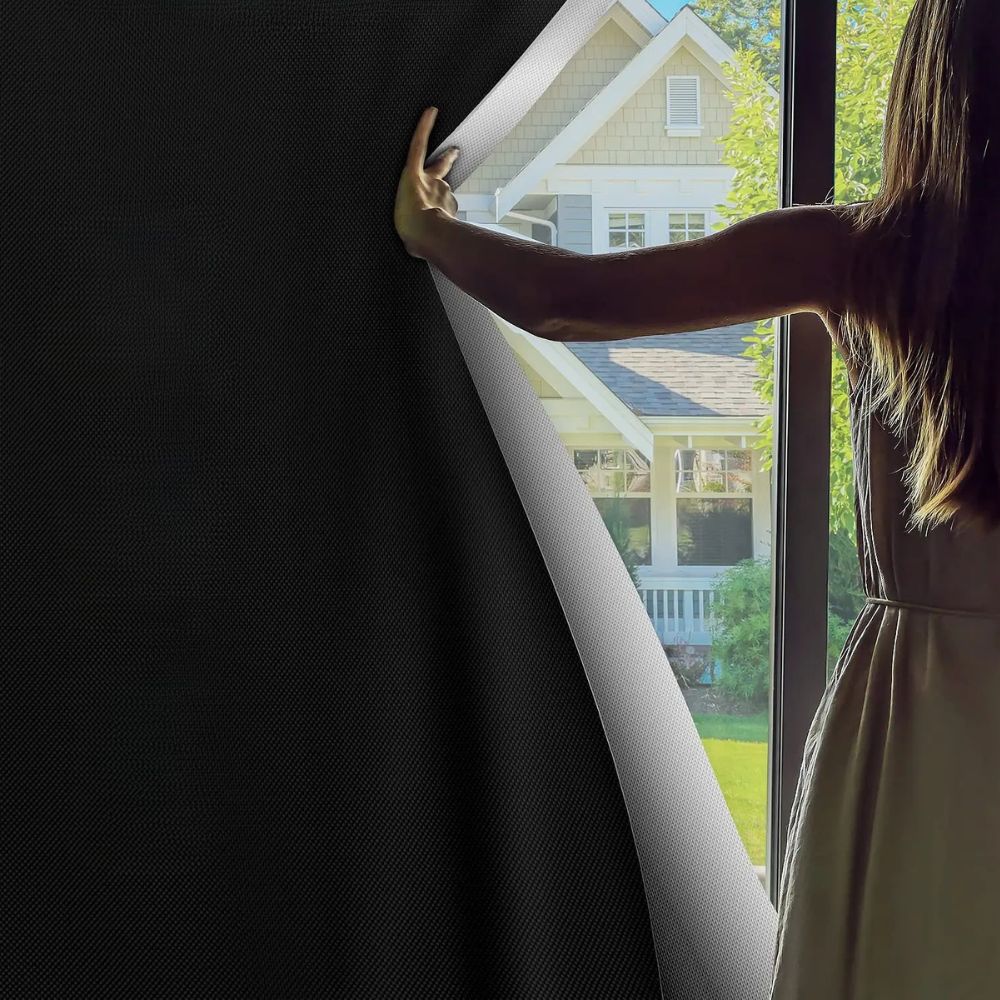 Static Cling Blackout Window Shade with 100% Light Blocking and Heat Reduction