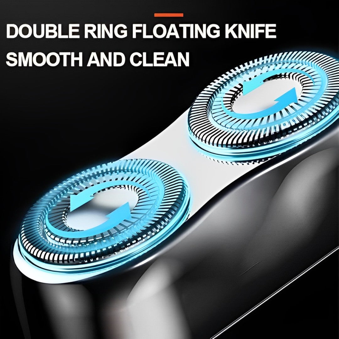 Waterproof Rotary Shaver with Dual Independent Heads and Quiet Motor for Wet and Dry Use