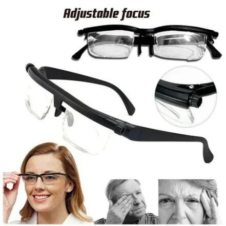Adjustable Focus Glasses with Dial Lens Adjustment and Universal Fit