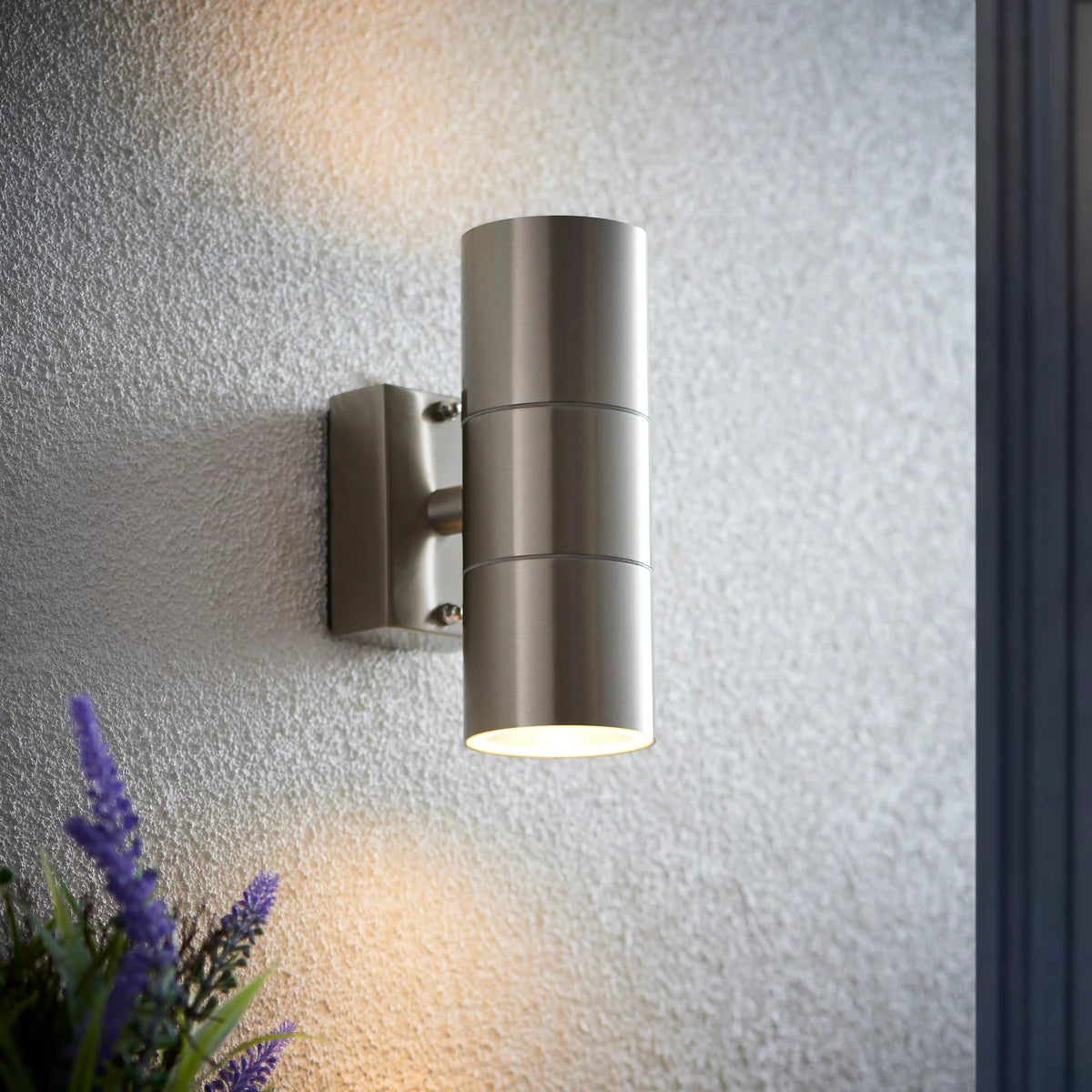 AeroBeam Stainless Steel Outdoor Wall Light Dual GU10 Up & Down Fixture, Modern Exterior Lighting