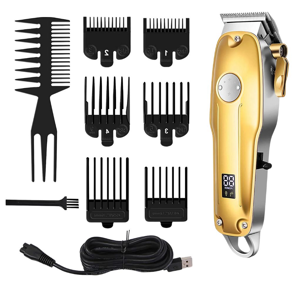 Cordless Hair Clipper Set with Ceramic Blades and Precision Trimmer, Foil Shaver