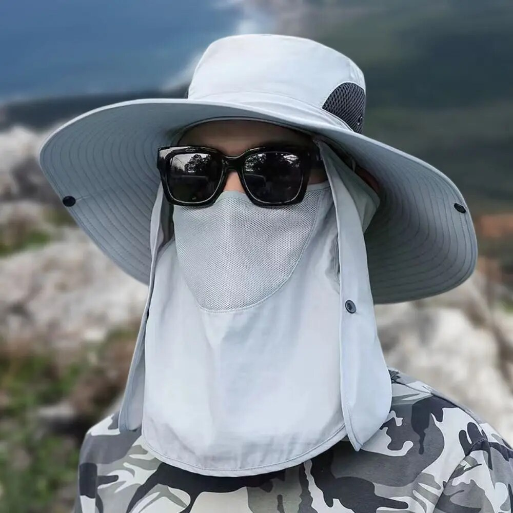 Fishing Hat with Wide Brim and Breathable Mesh, Water Resistant