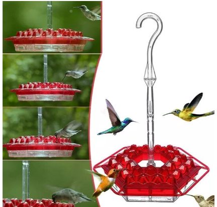 Diamond Shaped Hummingbird Feeder with Bee Blocking Ports and Raised Design