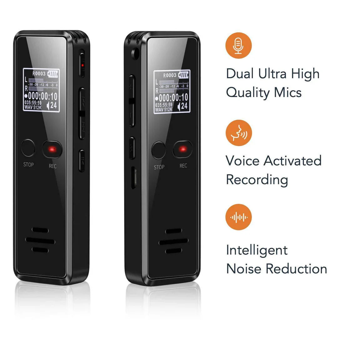 Digital Voice Recorder with Voice Activation and 16GB Storage, 35-Hour Battery Life