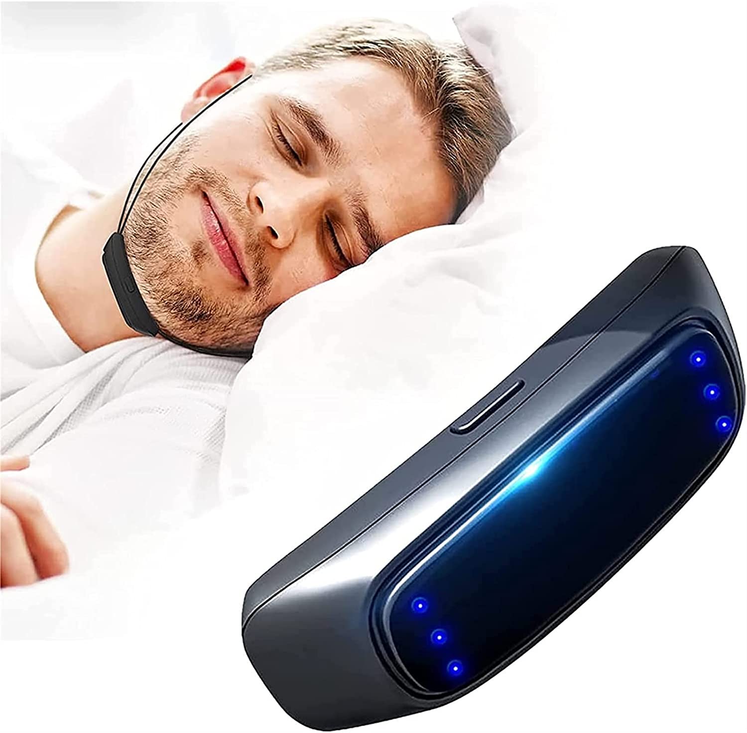 Chin Strap Device with Pulse Muscle Stimulation and Six Power Settings