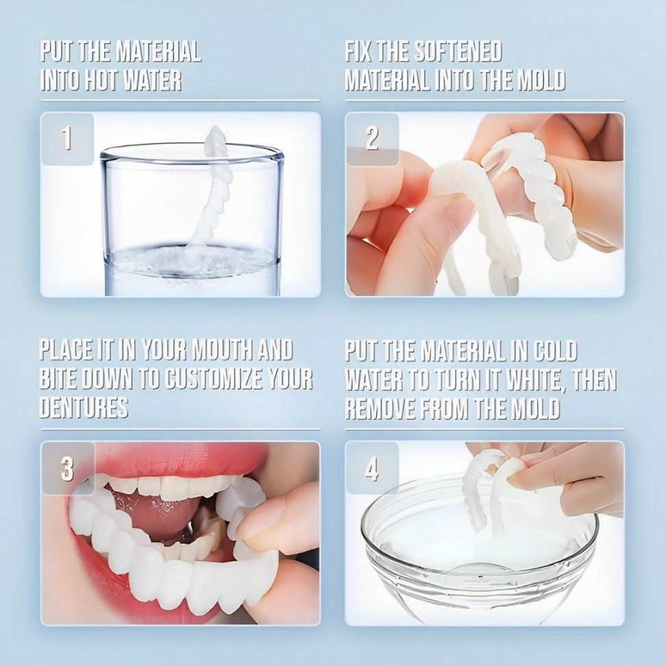 Clip On Veneer with Heat Molding Strip and Tweezers for Upper and Lower Teeth