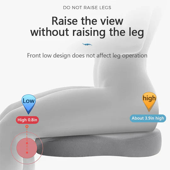 Memory Foam Seat Cushion with 3-Inch Height Boost and Ergonomic Spine Support