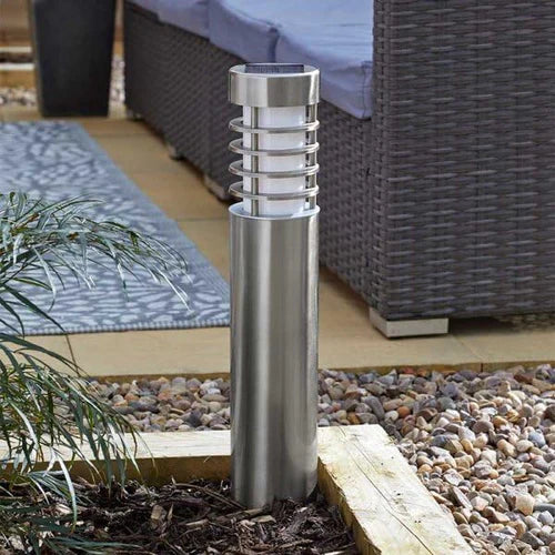 Lumina Path Stainless Steel Solar Bollard Lights 20 Lumens 4-Pack, Outdoor Landscape Lighting