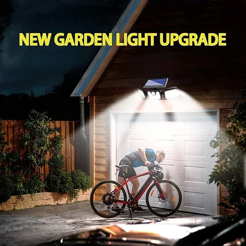 Solar Motion Sensor Light with 74 LED Bulbs and Adjustable Head, IP65 Waterproof
