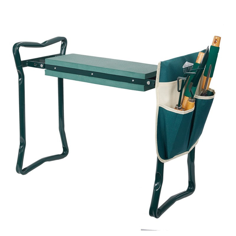 Foldable Garden Kneeler and Seat with Steel Handles and Tool Pouches, 330lb Capacity