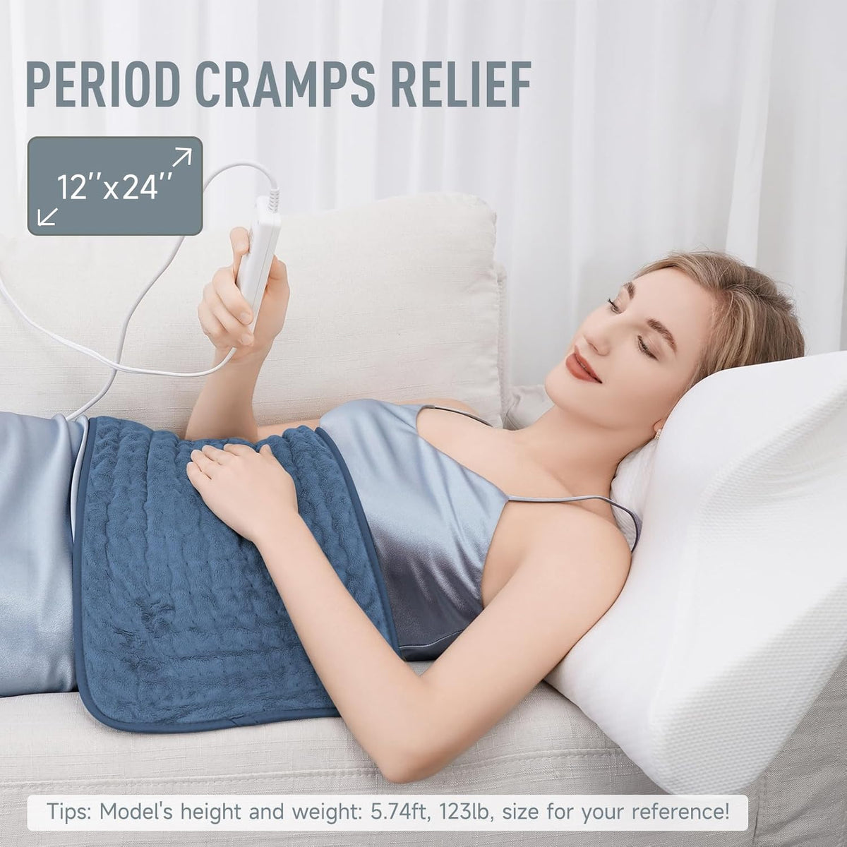Electric Heating Pad with Adjustable Temperature and Auto Shutoff Timer, 24x12 Inch