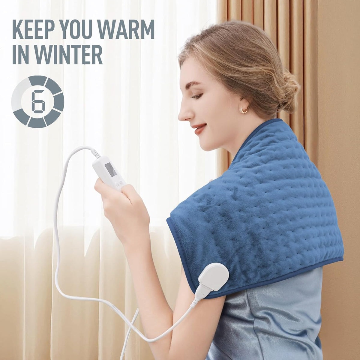 Electric Heating Pad with Adjustable Temperature and Auto Shutoff Timer, 24x12 Inch