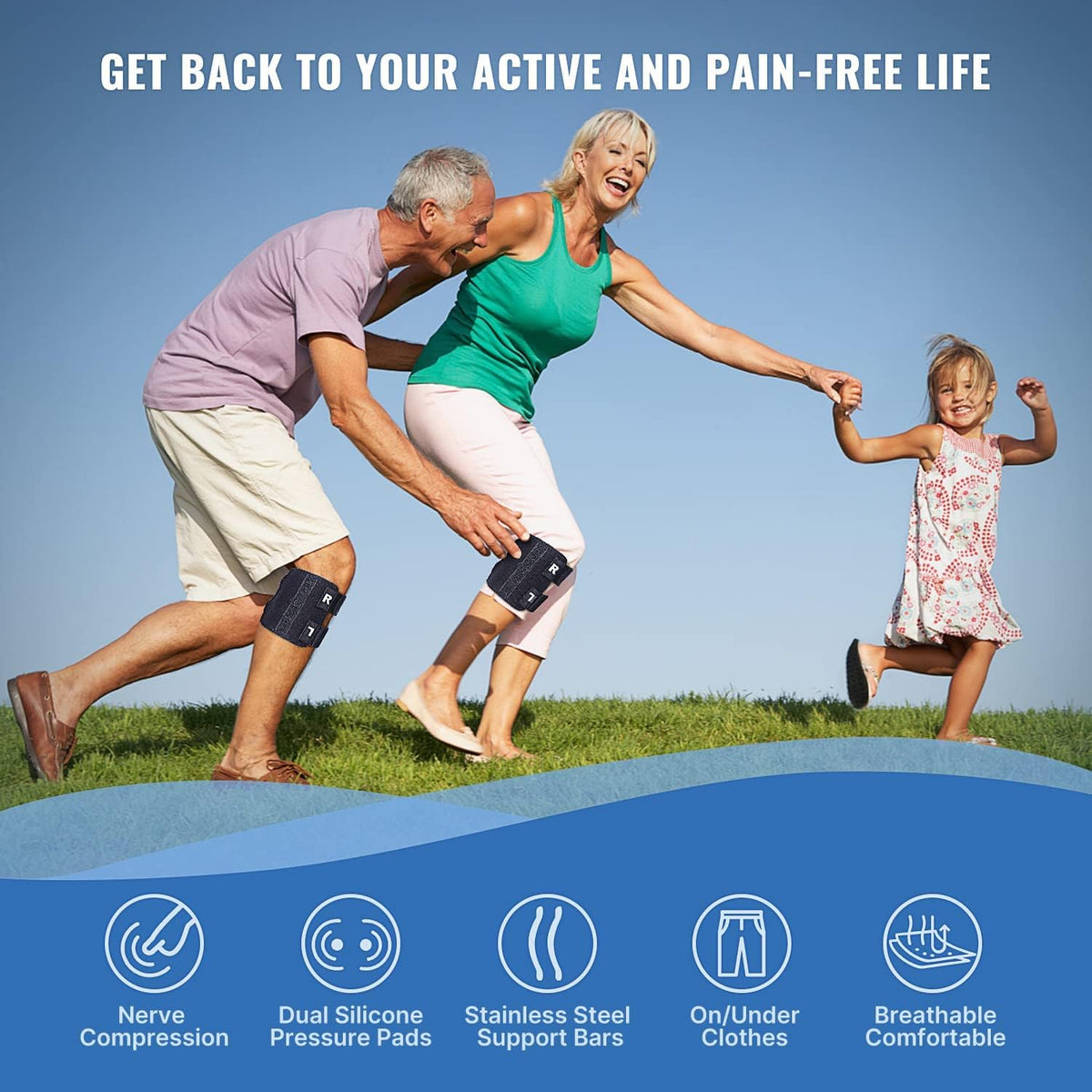 Knee Brace with Dual Silicone Pads and Steel Support for Sciatic Discomfort