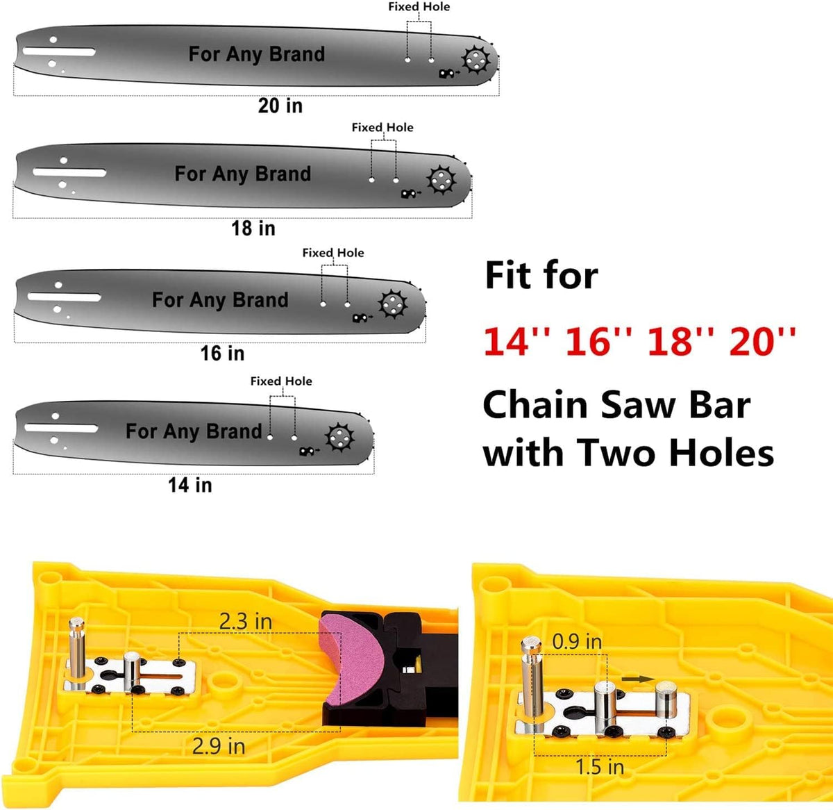 Portable Chainsaw Bar Sharpener with Dual Pin Mount and Grinding Stone