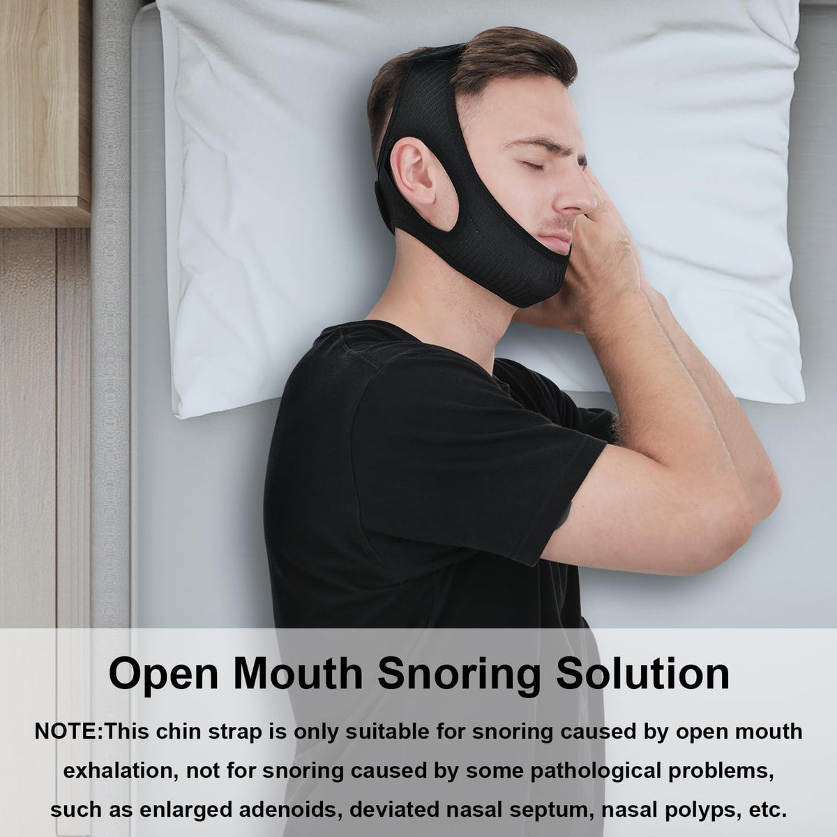 Chin Strap with Double Layer Elastic Fabric and Adjustable Fastener for Snoring