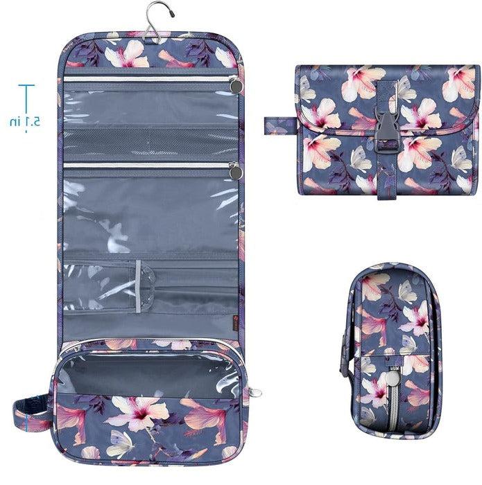 Makeup Organizer Pouch with Clear Viewing Panel and Brush Slots, Water Resistant