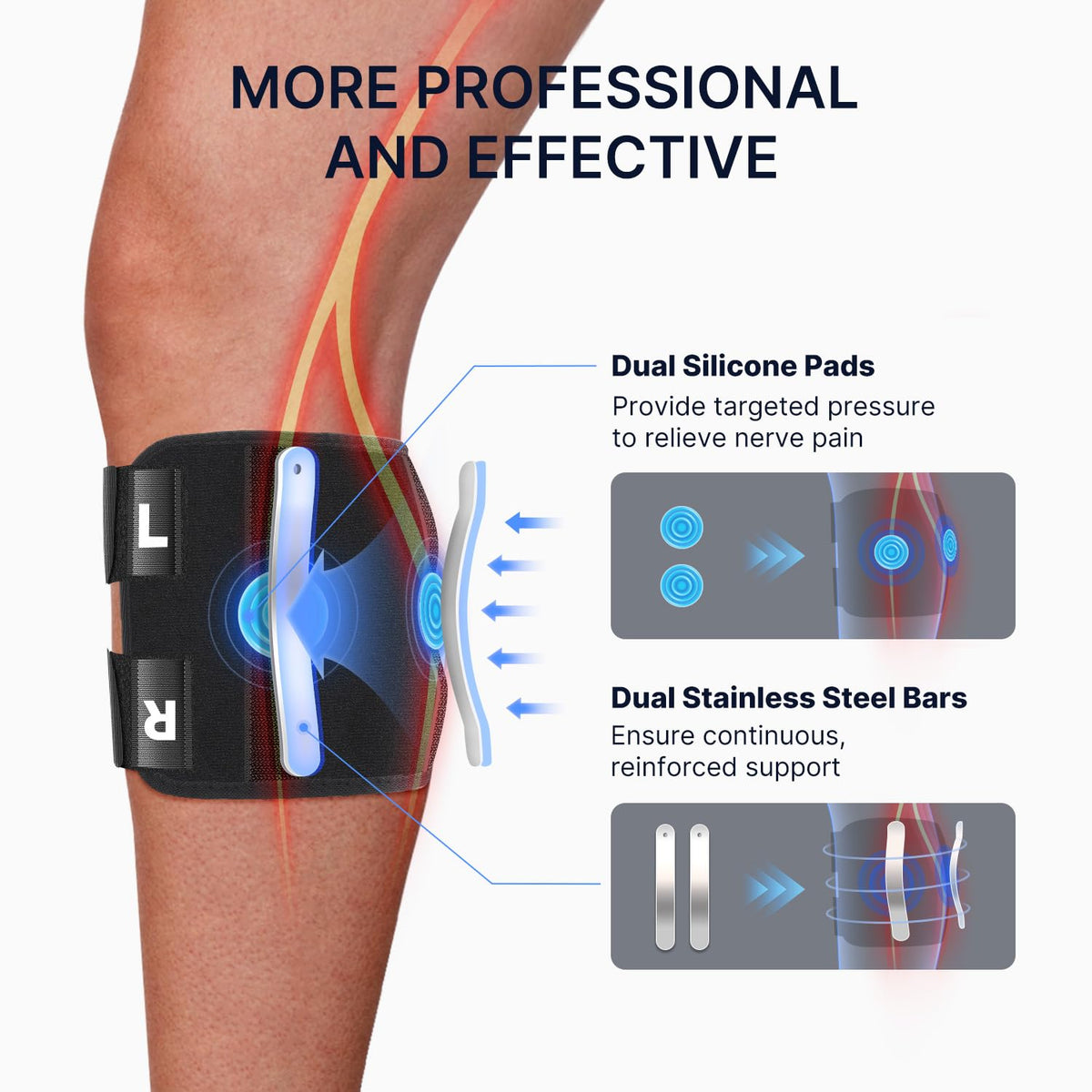 Knee Brace with Dual Silicone Pads and Steel Support for Sciatic Discomfort