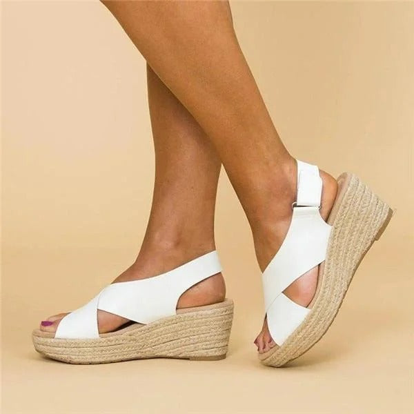 Orthopedic Wedge Sandals with Adjustable Cross Straps and Arch Support