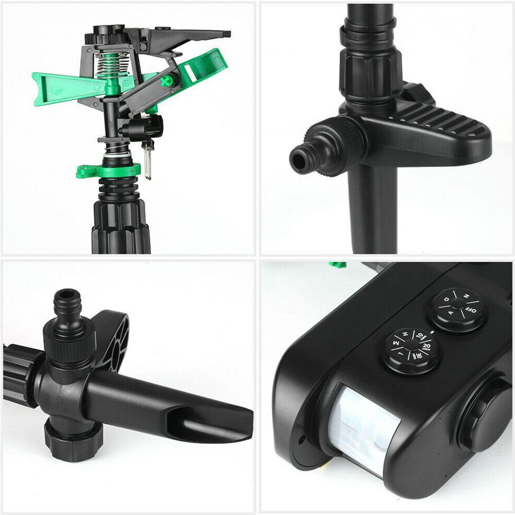 Solar Motion Activated Garden Sprinkler with 300 Degree Coverage and Adjustable Sensitivity