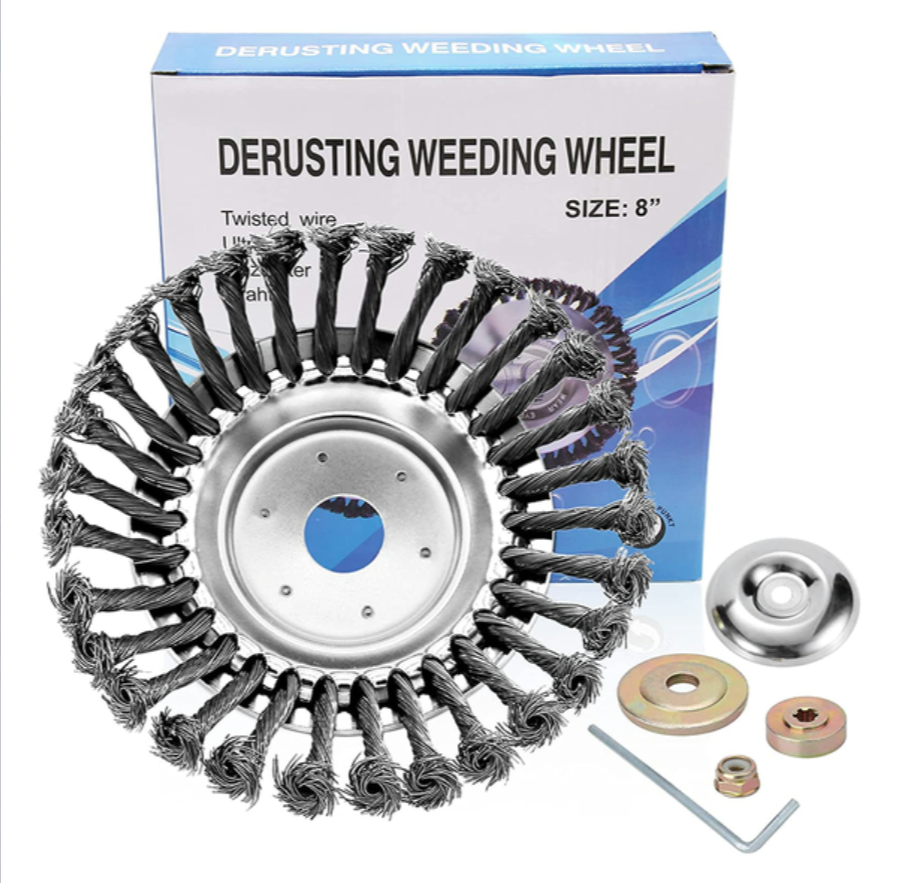 Steel Weed Trimmer Brush with 360-Degree Wire Design and Universal Attachment