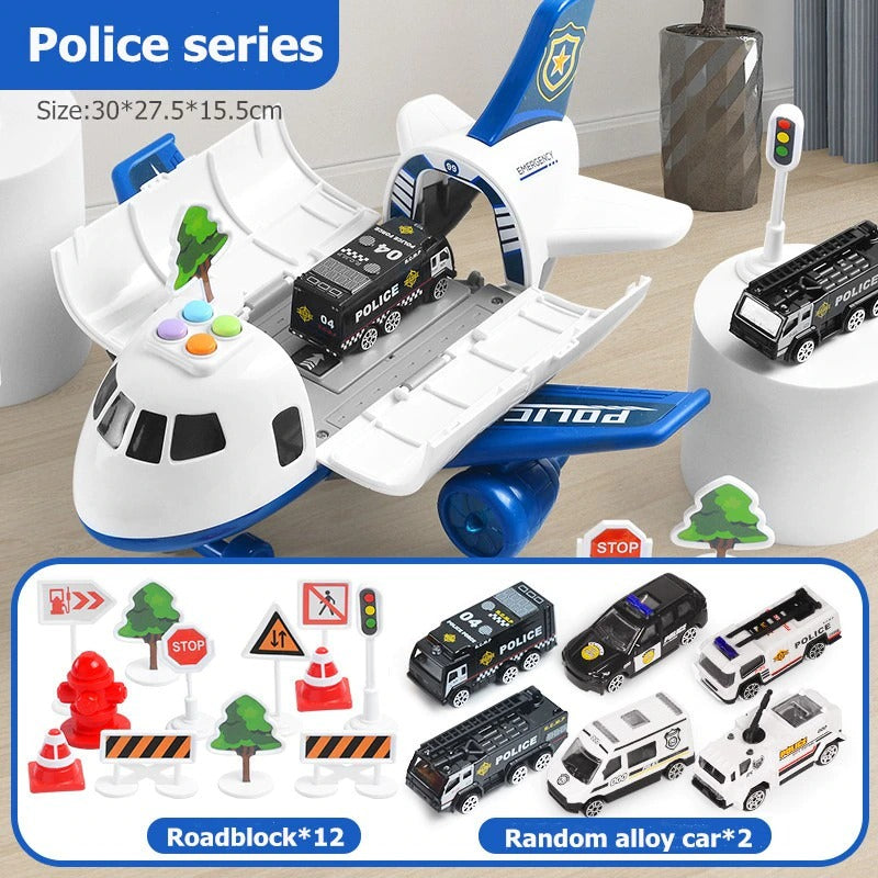 Friction Powered Airplane with Light and Sound Effects, 20-Piece Set for Ages 3-12
