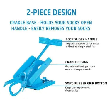 Sock Aid Tool with Curved Cradle and Extended Handle, Foldable Design