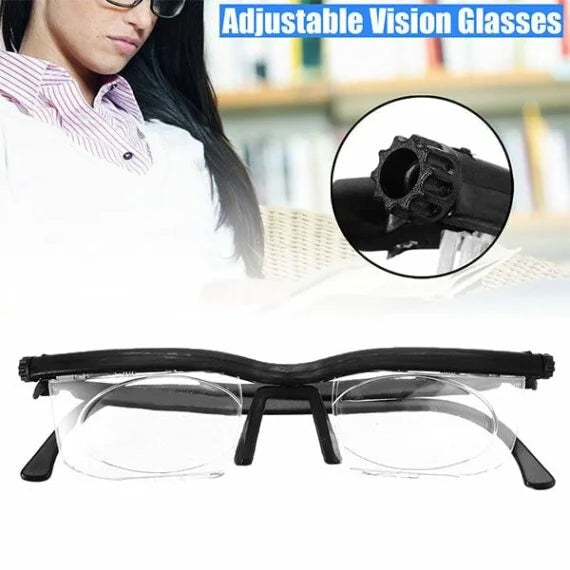 Adjustable Focus Glasses with Dial Lens Adjustment and Universal Fit