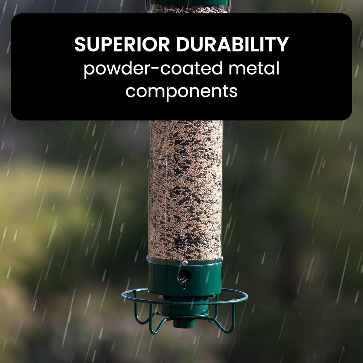 Wild Bird Feeder with Spinning Perch and Metal Cap, 5-Pound Capacity