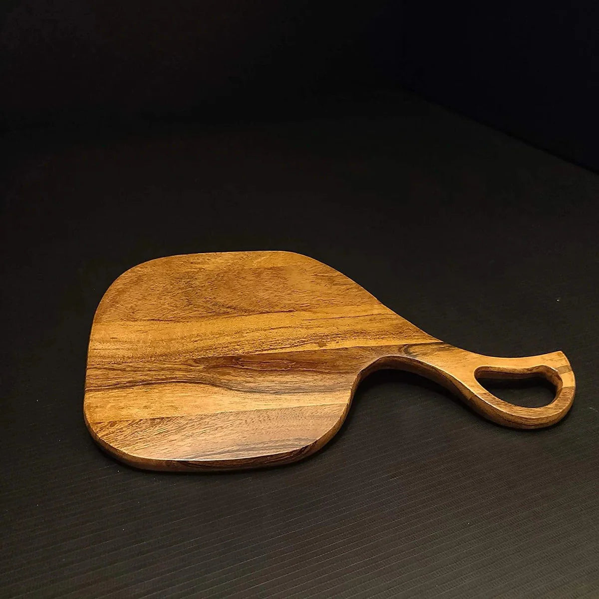 Artisan Acacia Wood Cutting Board Natural Finish Single-Piece with Handle, Kitchen Accessories