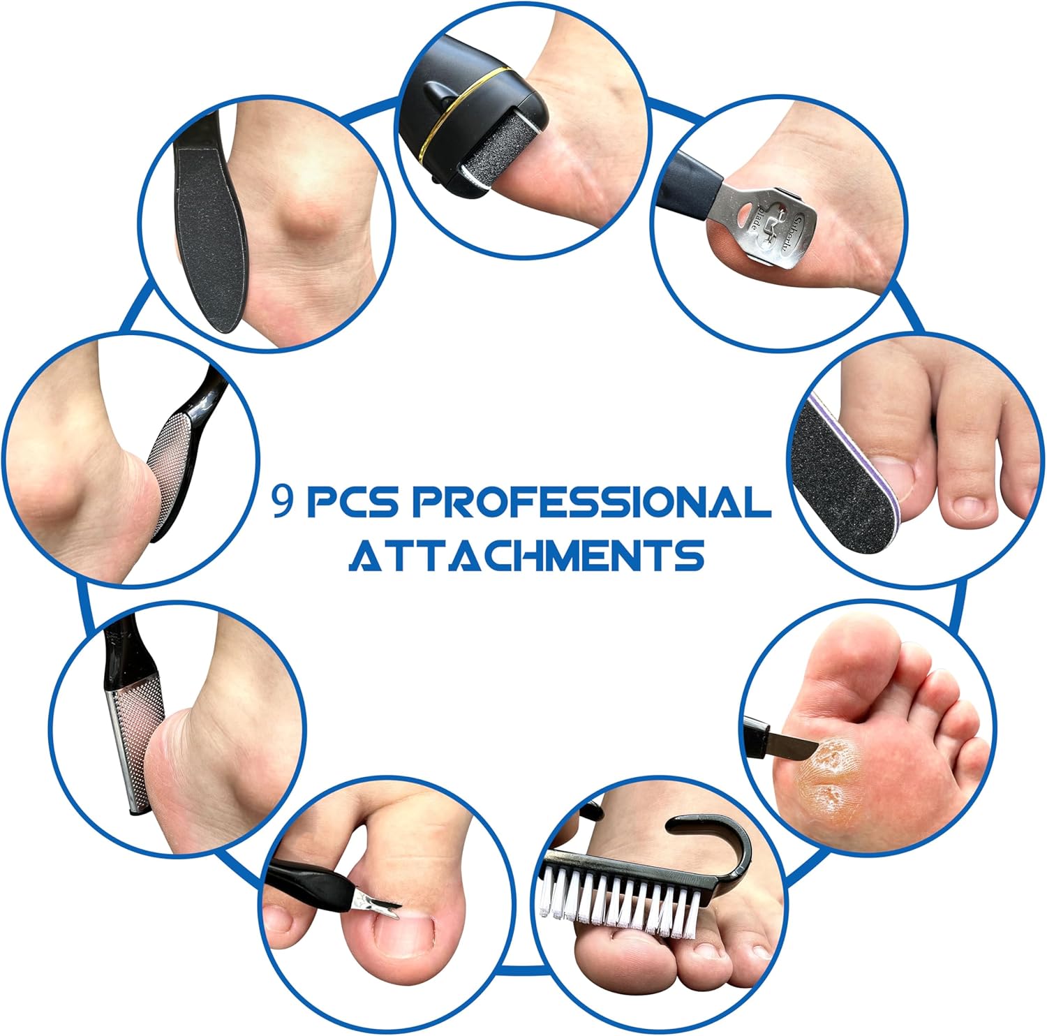 Electric Foot File with Dual Speed Quartz Rollers and LED Light, 16-Piece Pedi Kit
