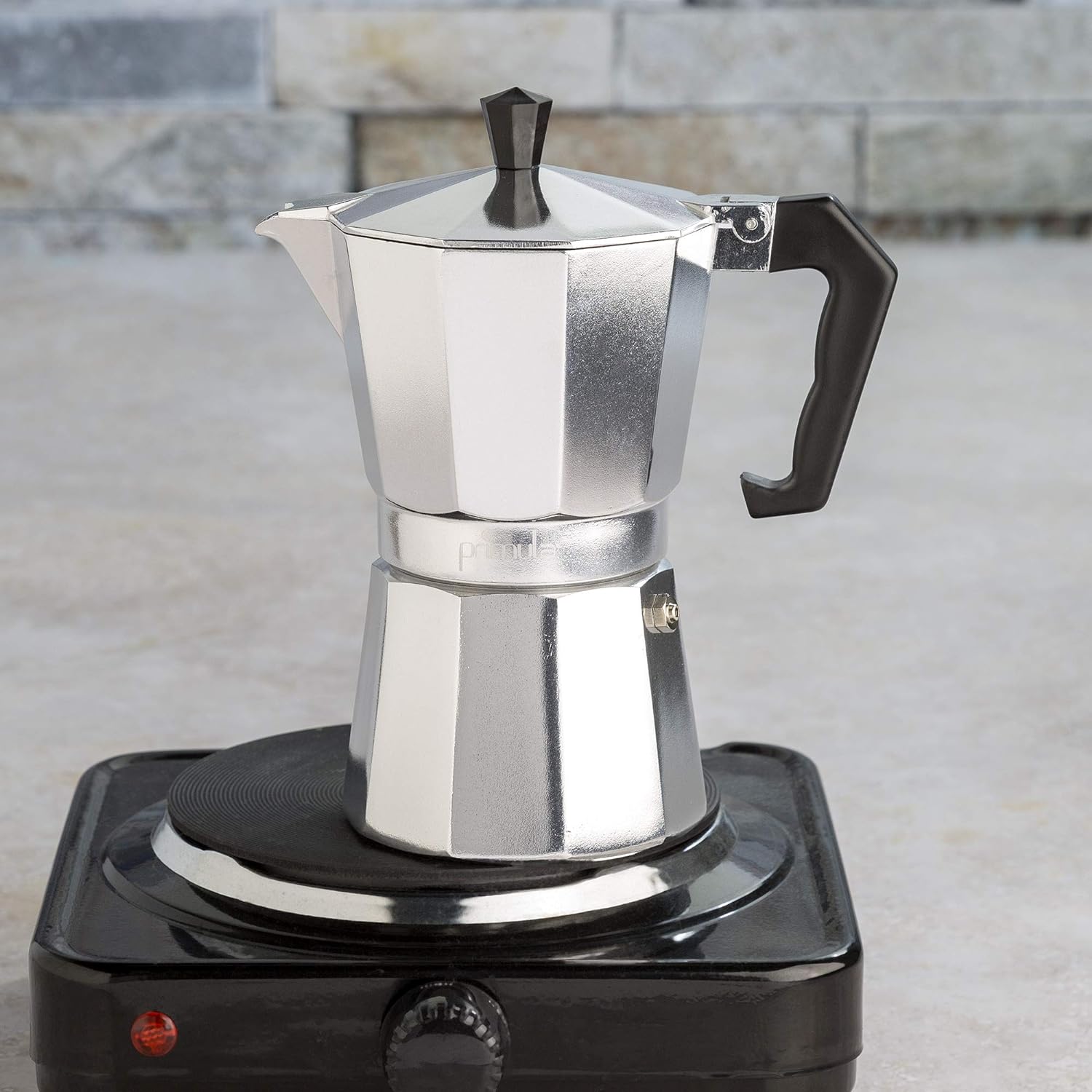 Stovetop Espresso Maker with Milk Frother and Heat Resistant Handle for 6 Cups