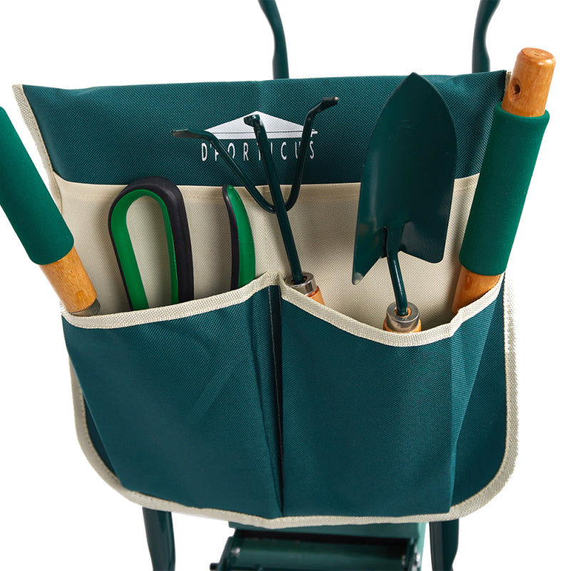 Foldable Garden Kneeler and Seat with Steel Handles and Tool Pouches, 330lb Capacity
