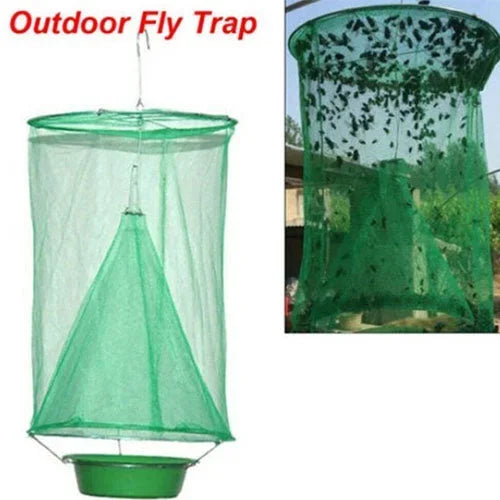 Reusable Fly Trap with Mesh Funnel and Bait Pot for Barns and Patios